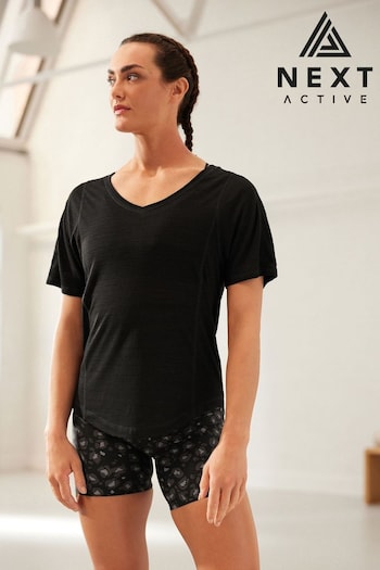 Ultimate Black Active Sports Short Sleeve V-Neck Top (D58790) | £16