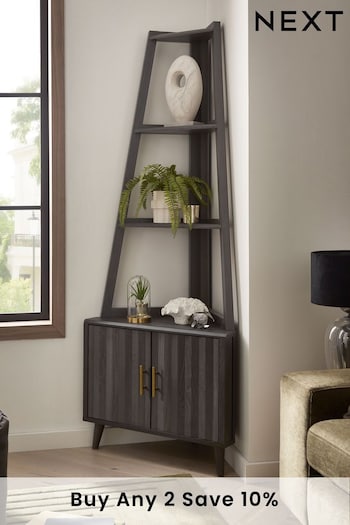 Dark Grey Ezra Oak Effect Corner Ladder Shelf (D58832) | £299