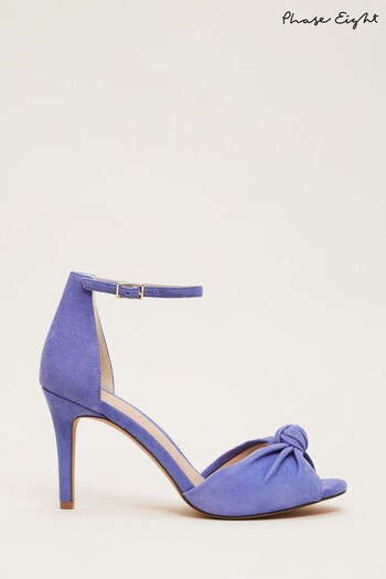 Phase Eight Blue Suede Knot Front Heeled Sandals (D58835) | £99