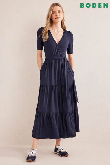 Boden Blue Tiered Wrap Jersey Maxi Dress (D58842) | £98