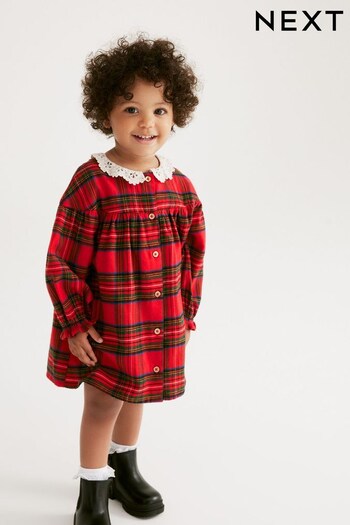 Red Check Lace Collar Dress (3mths-8yrs) (D58845) | £15 - £18