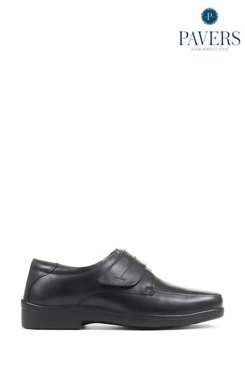 Pavers Gents Monk/Velcro Black Smart Shoes (D58889) | £55