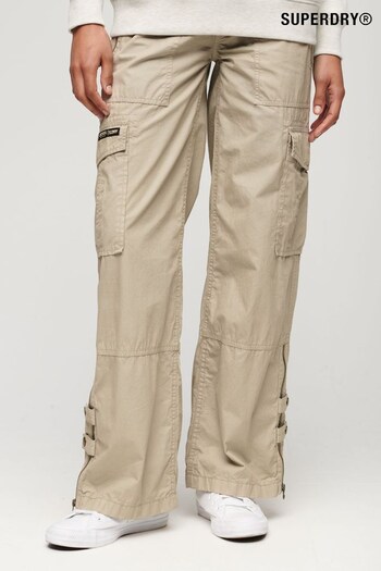 Superdry Cream Low Rise Wide Leg Cargo Trousers (D59031) | £60