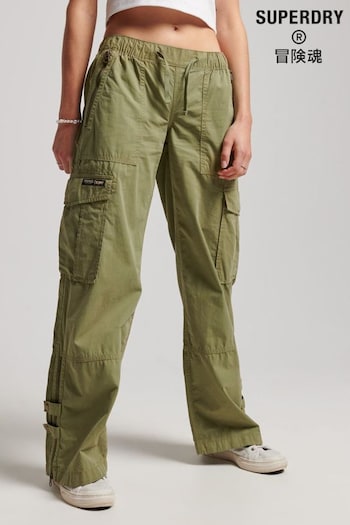 Superdry Green Low Rise Wide Leg Cargo Trousers (D59071) | £60