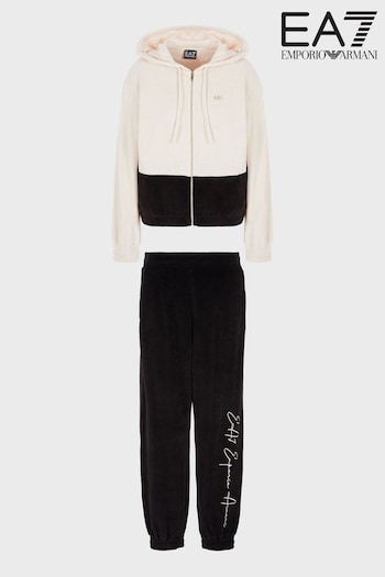 Emporio Armani EA7 Womens Beige Velour Tracksuit (D59153) | £210