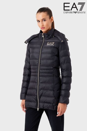 Emporio Armani EA7 Womens Long Line Padded Black Jacket (D59158) | £250