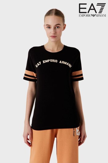 Emporio Armani EA7 Womens Collegiate Black T-Shirt (D59171) | £65