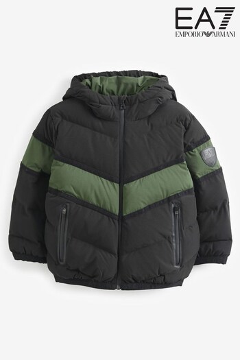 Emporio Armani EA7 Boys Padded Hooded Black Jacket (D59190) | £230