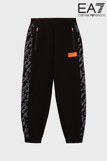 Emporio Armani EA7 Boys Camo Graphic Black Joggers (D59192) | £70