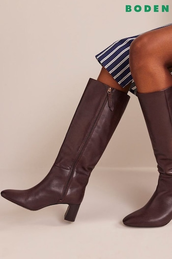 Boden Dark Brown Erica Knee High Leather Boots (D59294) | £230