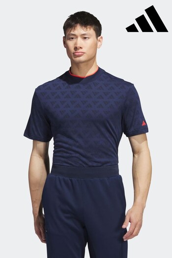 adidas Golf Performance Adi Jacquard Mock Black Polo Shirt (D59388) | £50
