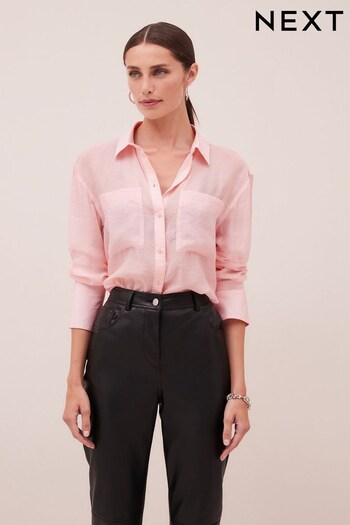 Pink Sheer Longline Shirt (D59502) | £30
