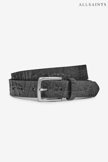 AllSaints Black 30MM Cracked Leather Belt (D59708) | £55