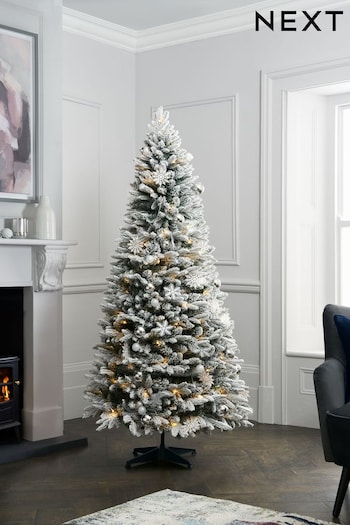 White 6ft Pre Lit Pre Decorated Pop Up Snowy Christmas Tree (D59755) | £185