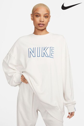 Nike Speed Cream Oversized Embroided Logo Crew Sweatshirt (D60070) | £73