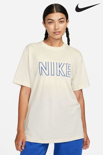 Nike White Oversized Embroided Logo T-Shirt (D60110) | £40