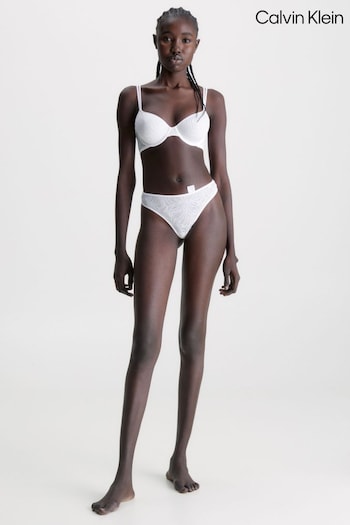Calvin Black Klein White Sheer Marquisette Lace Demi Bra (D60124) | £48