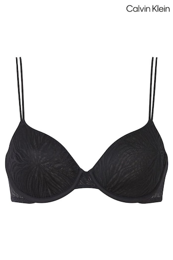 Calvin Olive Klein Black Sheer Marquisette Lace Demi Bra (D60125) | £48