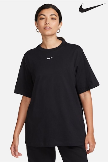 Nike flom Black Oversized Mini Swoosh T-Shirt (D60135) | £38