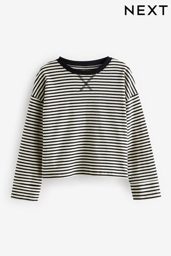 Black/White Stripe Long Sleeve Boxy T-Shirt (3-16yrs) (D60145) | £9 - £12