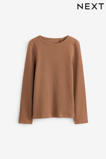 Brown 1 Pack Long Sleeve Ribbed Top (3-16yrs) (D60166) | £5 - £8