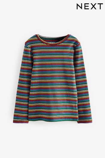 Rainbow Stripe 1 Pack Long Sleeve Ribbed Top (3-16yrs) (D60172) | £6 - £9