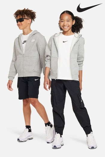 Nike Grey Club Fleece Zip Through Hoodie (D60235) | £45