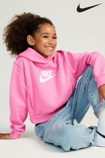Nike Pink Club Fleece Cropped Hoodie (D60254) | £40
