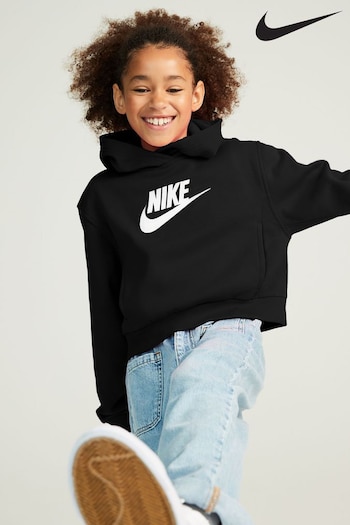 Nike new Black Club Fleece Cropped Hoodie (D60255) | £40