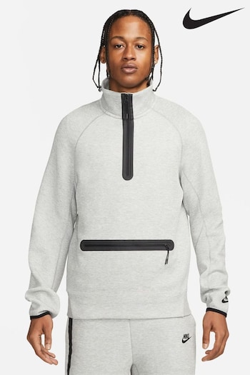 nike khaki Grey Tech Fleece Half Zip Sweatshirt (D60349) | £110