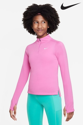Nike Pink Dri-FIT Half Zip Long Sleeve Running Sweat Top (D60368) | £40