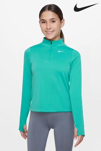 Nike colores Jade Green DriFIT Half Zip Long Sleeve Running Top (D60369) | £38