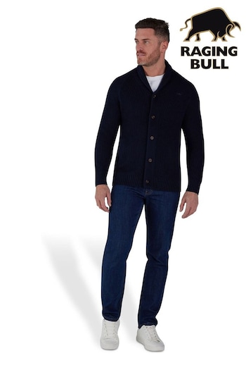 Raging Bull Blue Button Up Shawl Cardigan (D60371) | £99 - £109