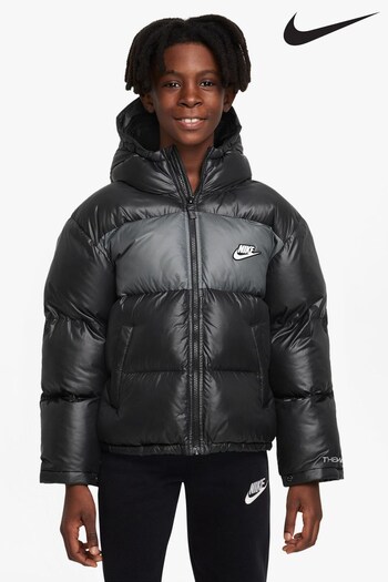 Nike weight Black/Grey ThermaFIT Water Repellent Padded Hooded Coat (D60372) | £110