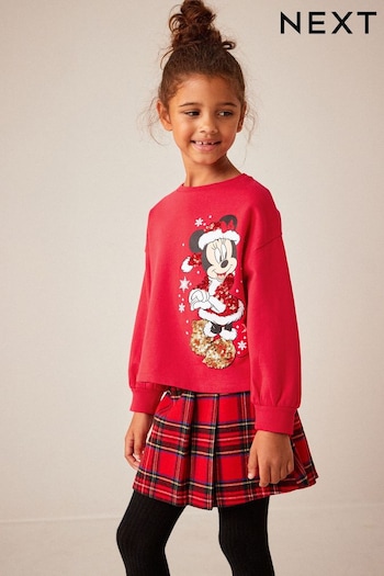 Minnie Mouse Red Sequin Christmas Long Sleeve T-Shirt (3-16yrs) (D60386) | £15 - £20