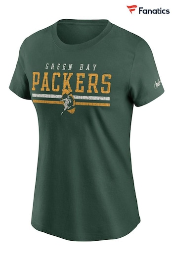 Nike Run Green NFL Fanatics Womens Green Bay Packers Short Sleeve Historic T-Shirt (D60469) | £28