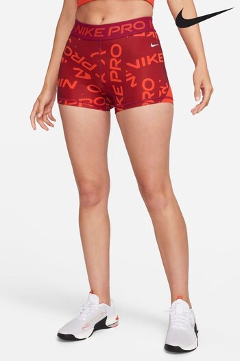 Nike Red Pro Dri Fit Mid Rise All Over Print 3 Inch Shorts (D60505) | £33
