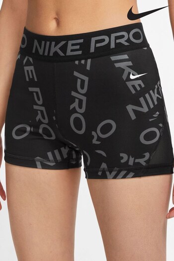 Nike Black Pro Dri Fit Mid Rise All Over Print 3 Inch Shorts (D60506) | £33