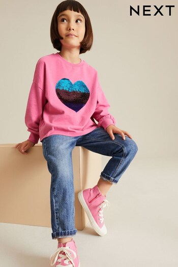 Pink/Blue Sequin Heart Long Sleeve T-Shirt (3-16yrs) (D60542) | £12 - £17