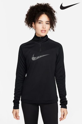 Nike live Black Dri-FIT Swoosh Half-Zip Running Top (D60551) | £40