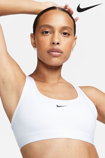 Nike support White Swoosh Light-Support Sports Bra (D60608) | £33