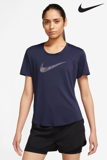Nike Purple Dri-FIT Swoosh Short-Sleeve Running Top (D60649) | £38
