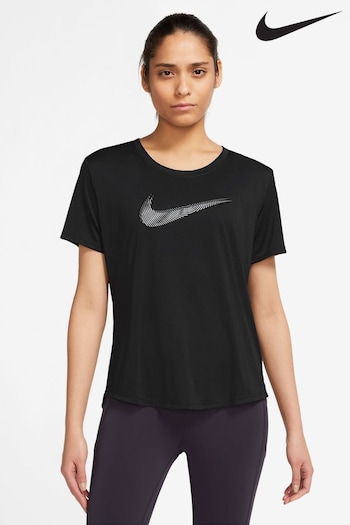 Nike Black Dri-FIT Swoosh Short-Sleeve Running Top (D60650) | £38