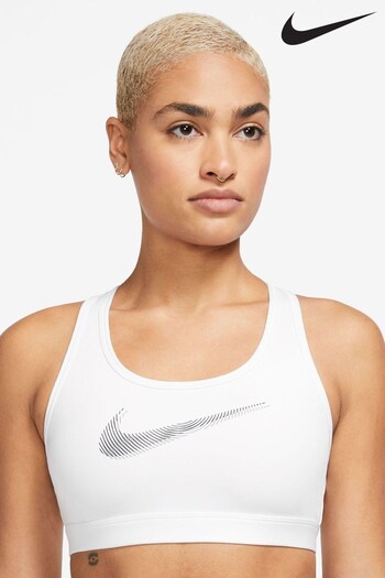 Nike White Swoosh Medium-Support Sports Bra (D60655) | £40