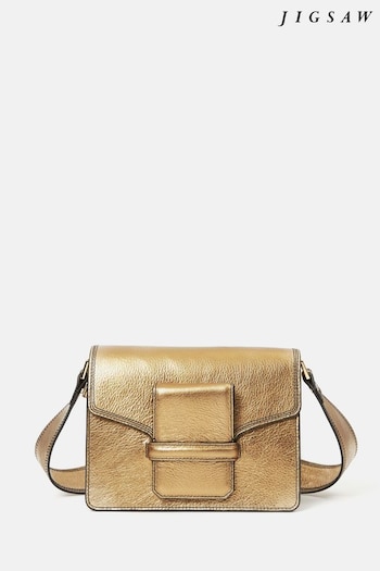 Jigsaw Gold Ada Leather Cross-Body Bag (D60667) | £175