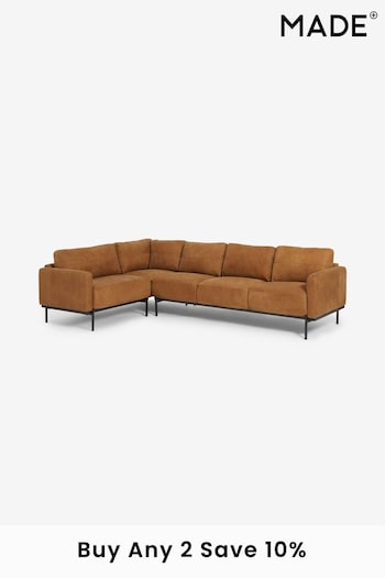 MADE.COM Tan Brown Jarrod Leather Left Hand Facing Corner Sofa (D60712) | £2,999