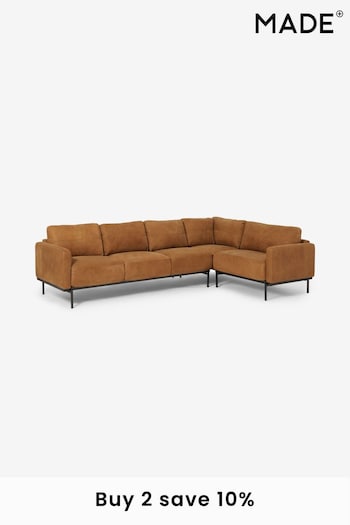 MADE.COM Tan Jarrod Leather Right Hand Facing Corner Sofa (D60720) | £2,999