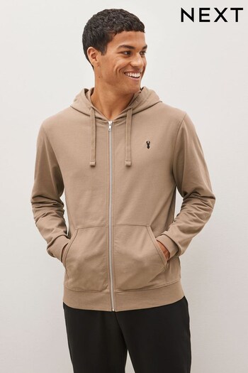 Tan Brown Lightweight Zip Through Hoodie (D60736) | £24