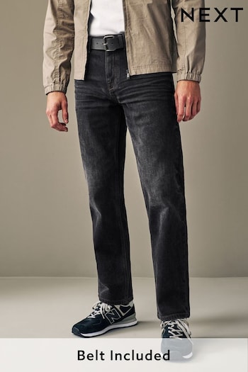 Black Straight Belted Authentic Jeans hem (D60739) | £45