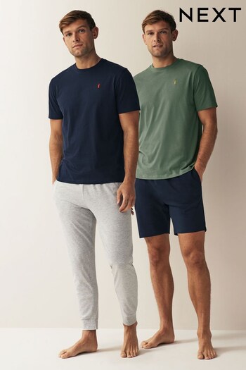 Green/Navy Blue Long and Short Pyjamas Set 2 Packs (D60742) | £40